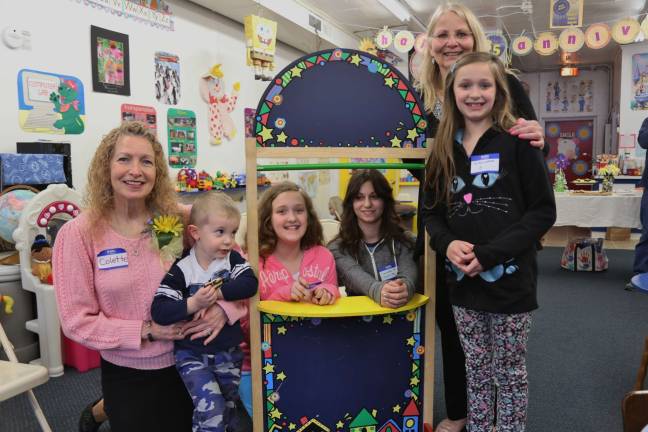 Collette Ztanze and June Ruggiero, teachers with present and former students, Teresa Kurtyka, Samantha Wortche of Wantage, Victoria Kurtyka and PJ Bakker at the 35th anniversary for Sussex Wantage PreSchool Learning Center.