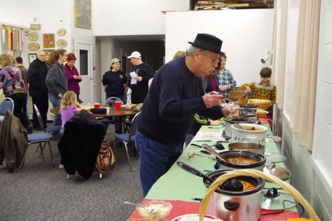 Some seven or eight chili recipes were featured at the chili cook off. Hot dogs and chips were also available.
