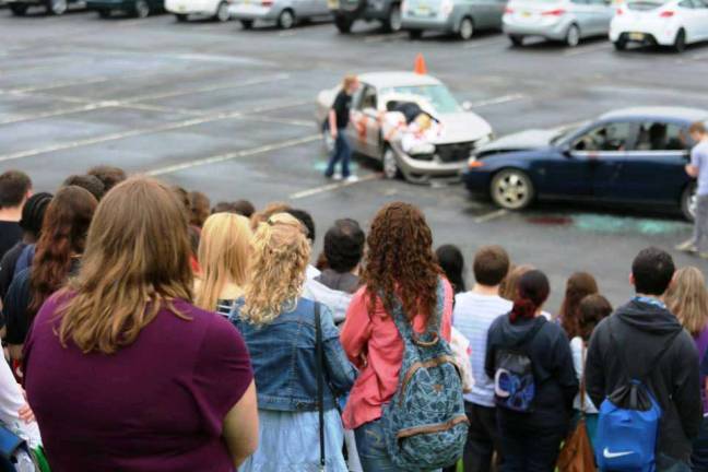 Scene of a mock drunk driving accident at High Point High School May 15.