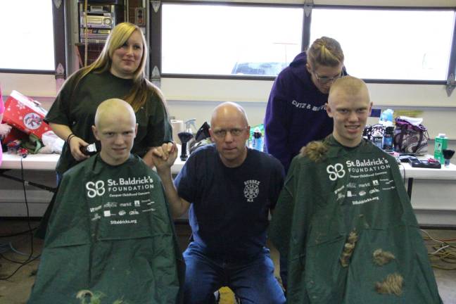 Father and sons Patrick, R.J. and Rick Vander Ploeg of Wantage all participated at the St. Baldricks event at Sussex Fire House.