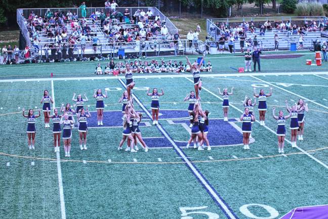 Football roundup: High Point beats Jefferson <b>The Pope John cheerleaders perform during a halftime show. (Photo by George Leroy Hunter)</b>