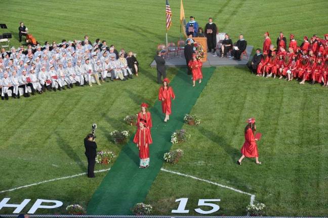 High Point Regional High School graduates accept their diplomas.