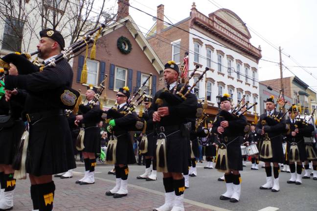Members of the Police Pipes and Drums of Morris County