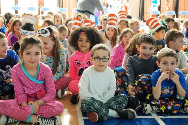 Students enjoy Pajama Day on Dr. Seuss's Birthday.