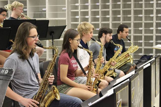 Photo by Justina AddiceThe Jazz Academy&#x2019;s saxophone section is hard at work practicing the music they love.