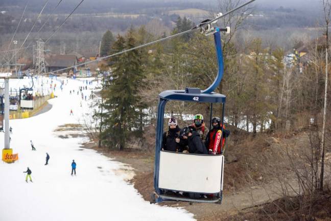 Riding down the gondola at Mountain Creek.