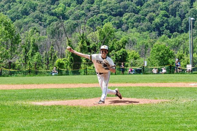 Photos: Vikings advance to semifinal <b>Vernon pitcher Dustin Wagner threw 55 pitches in four innings, producing three strikeouts.</b>
