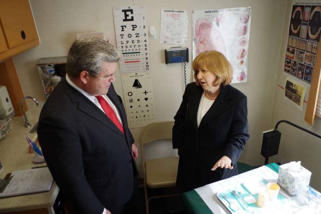 Zufall Health opens clinic in Newton State Senator Steve Oroho is shown during a tour of the Health Van’s medical unit by Zufall Health President and CEO Eva Turbiner.