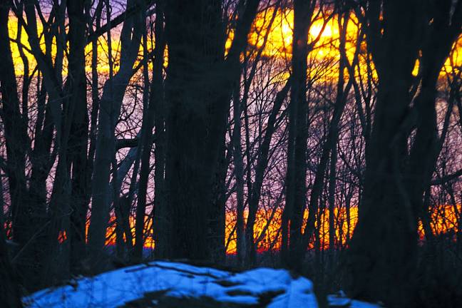 Wawayanda sunrise PHOTO BY CHRIS WYMAN As a prelude to an otherwise cold and cloudy day, those walking on the snow-covered trails in Wawayanda State Park were treated to a spectacular sunrise on Monday morning.