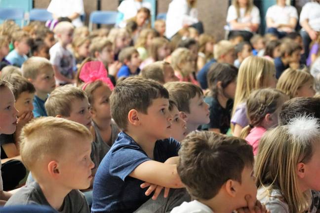 Walnut Ridge students listen intently to the Earth Day/Arbor Day presentation.