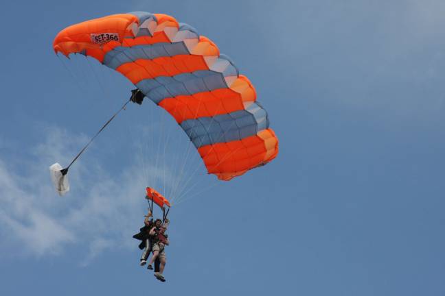 Not a bird, not a plane ... Alex Divirsk of Hoboken on a skydive jump at Sussex airport. Photo by Gale Miko