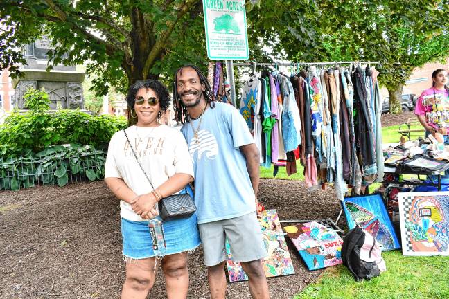 Juneteenth: Celebrating freedom and unity Neci Wright of Woodbridge and Farrakhan Khaliq of Edison. Khaliq is a rapper and artist who performed at the event. (Photo by Maria Kovic)