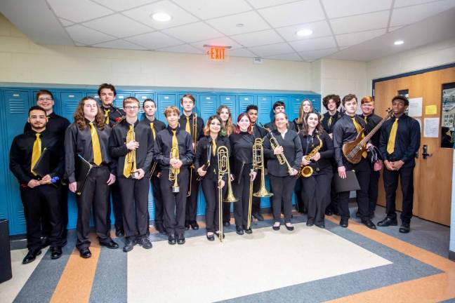 Bands compete at Jazz Festival Members of the Vernon Township High School Jazz Express pose. (Photo by Sammie Finch)