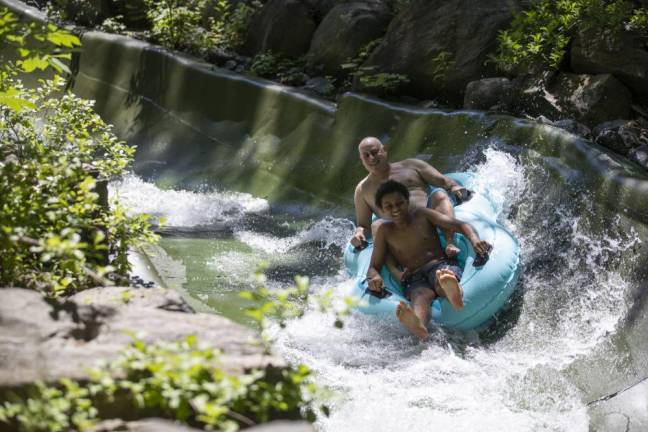 The waterpark features rides, such as the Colorado River Rapids.