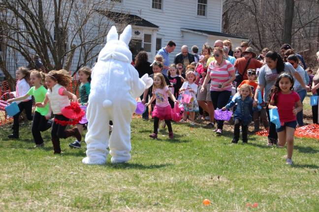 One, two, three, go, but don't run over the Easter bunny.