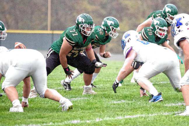 Wildcats claw Patriots, 35-6 <b>After snapping the ball, Sussex Tech offensive lineman Marco Castro (77) rises to defend.</b>