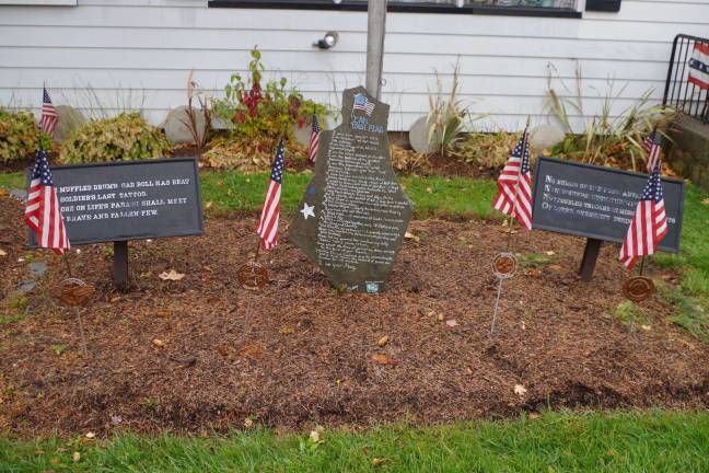 The garden of remembrance in front of the Vernon VFW.
