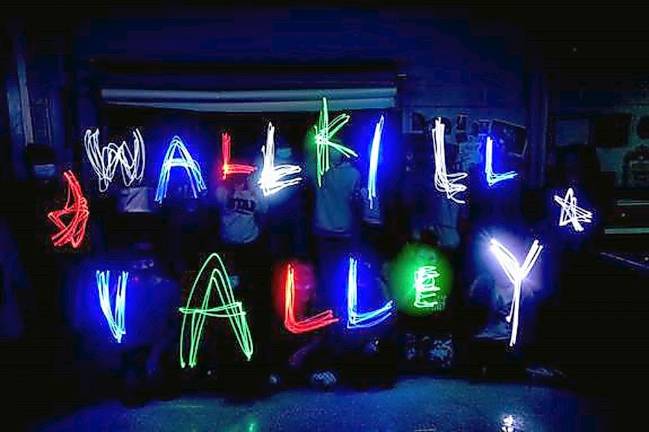 Wallkill Valley photography students learn to paint with light Each photography student created a letter for this sign, said teacher MaryRose Potanka (Photo by Paul Michael Kane)