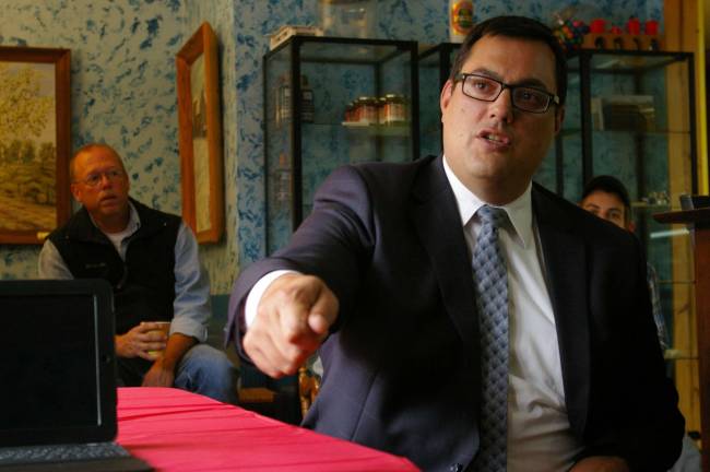 Congressional candidate Gussen visits Vernon Photo By Chris wyman Congressional candidate Adam Gussen visited Vernon's Nordic House Cafe on Sunday immediately following the only scheduled debate with Rep. E. Scott Garrett.