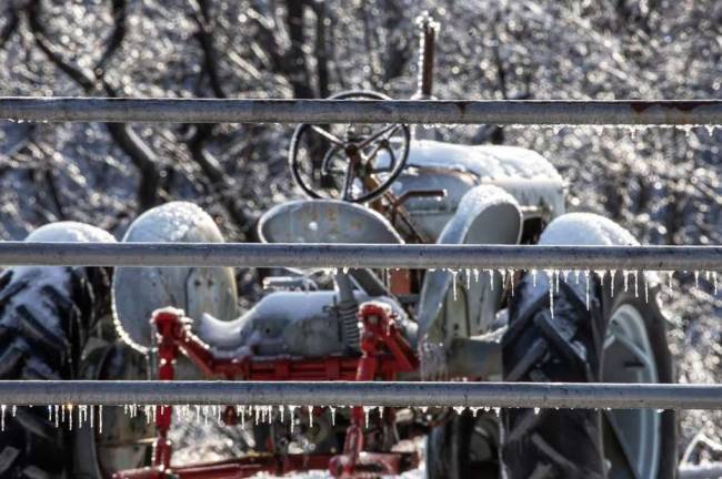 Winter Storm Harper ices county This photo by Ami Schecter, who lives along the PaulinsKill River, snapped a shot of an ice-laden tractor.