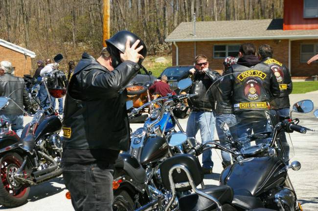 American Legion Riders from Wayne, N.J., arrive at Our Lady of Fatima's 15th annual Biker Blessing.