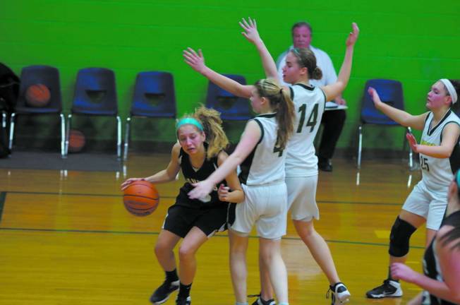 Lady Rangers top Sussex Tech, 49-24 Wallkill Valley's Brittany Todd attempts to break through Sussex County Tech's defense.