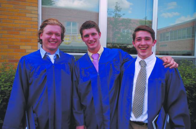 Pope John XXIII Regional High School graduates Garrett Pfeil, Davis Stoner and Billy Rafferty.