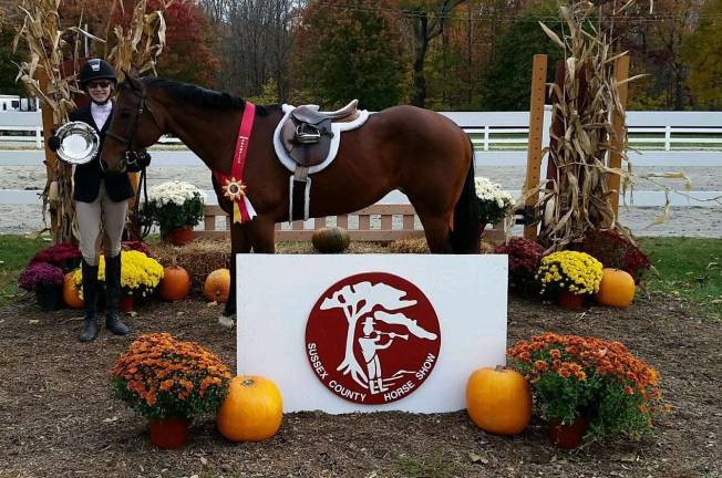 Josie Embleton, a student at Vernon Townshipo High School recently was honored with an end-of-the-year award in equestrian jumping for Sussex County. Embleton's horse was formerly homeless and she rehabilitated the horse back and turned it into a successful competitor.
