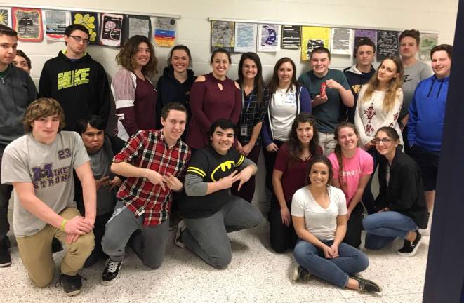 Standing center left, Bridget Quinn and standing center right, student teacher Kaitlyn Stellingwerf, introduced senior English students to the world of Northern Africa for their study of Albert Camus&#x2019; The Stranger.