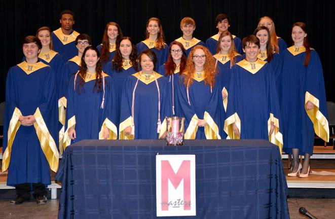 Back row, from left, William Murphy, Kathleen Owens, Jessica Dunlop, Trevor Hazell, Roger Hernandez, Shannon Turner; middle row, Kaitlyn Ambrose, Ian Donovan, Jennifer Parziale, Alicia Pollard, Arielle Terpstra, Hannah Lowery, Victoria Meneses; front row, Alexander Gaura (historian), Jackie Cerutti (treasurer), Brittney Crawley (secretary), Michaela Ambuter (president), Ethan Kimball (vice president).