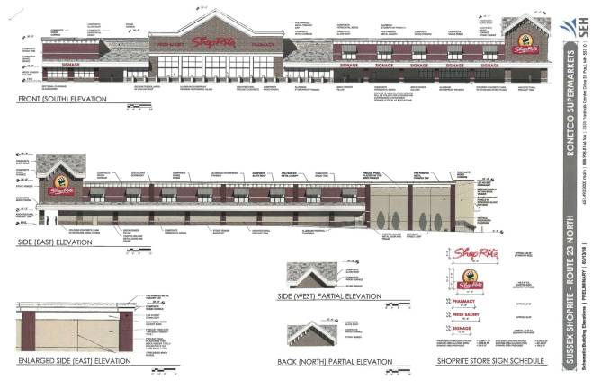 This image provided by Sussex Borough shows the exterior design of a proposed ShopRite in the borough.