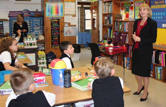 Lt. Governor speaks to the fourth-grade class at Immaculate Conception School.