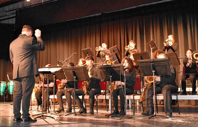 Sussex. High Point Jazz Festival <b>HJ1 The Vernon High School Jazz Ensemble performs during High Point Regional High School’s first jazz festival Wednesday, April 16. (Photos by Maria Kovic)</b>