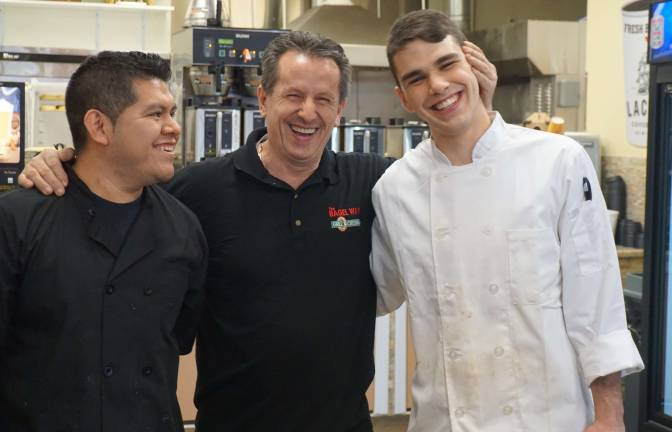 PHOTOS BY VERA OLINSKI From left, Chef Isaac Carteno, owner Eddie Xhudo and Chef Ian Burdzy enjoy a special camaraderie.