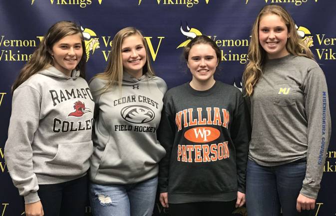 Pictured from left, Tori Waschek, Emily Demarest, Emma Cahill and Emilee Hamler will all continue their field hockey careers at the college level.
