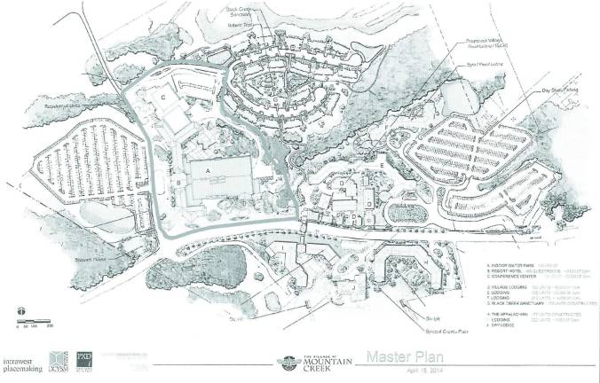 Image by Chris Wyman The area in red highlights the parcel of land that is being proposed as the site of an indoor water park and hotel.