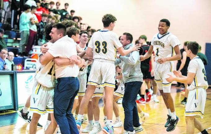 The Vikinga celebrate their victory over Hunterdon Central.