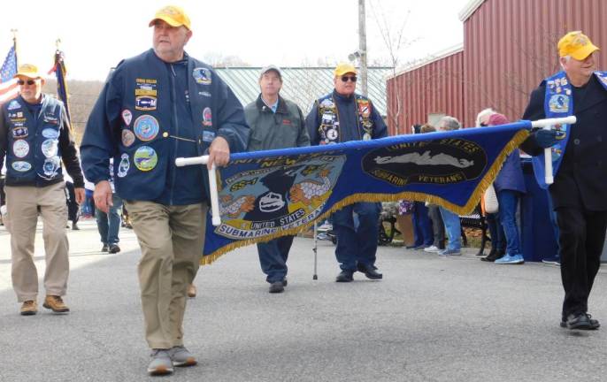 Marchers from the Northern New Jersey Chapter of the United States Submarine Veterans march in the annual appreciation parade at the Sussex County Fairgrounds in Augusta on Sunday, Nov 3, 2019.