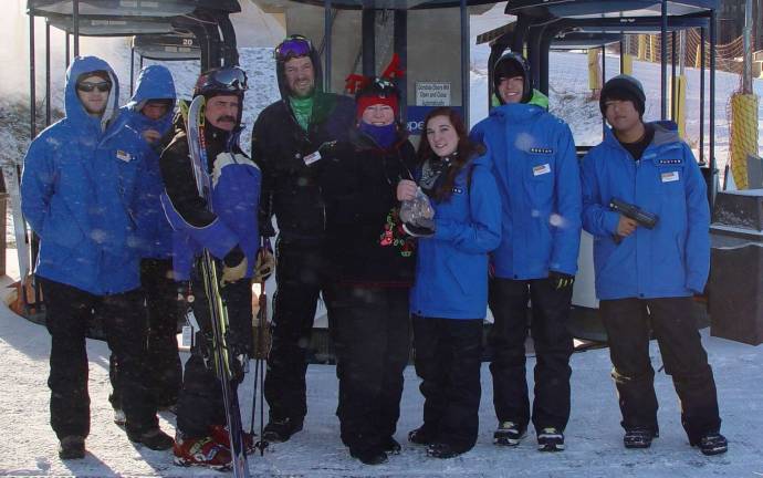 Buffy Whiting delivers homemade Christmas Cookies to the lift operators at Mountain Creek in appreciation for their work