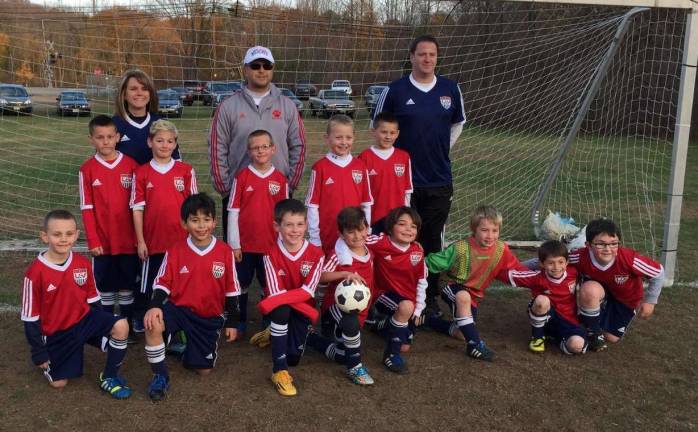 Pictured are coaches, Elise Cosenza, Dave Ruppert, Marc Rosenblatt; standing, Justin Arapkiles, Jaiden Rosenblatt, Aiden Waters, Tyler Ruppert, Ryan Arapkiles; seated, Dalton Weber, Adrian Guzman, Cooper Shaming, Daniel Visha, Seth Hemner, Lucas Sarnella, Brendan Boen, Fabrizio DiMartino.