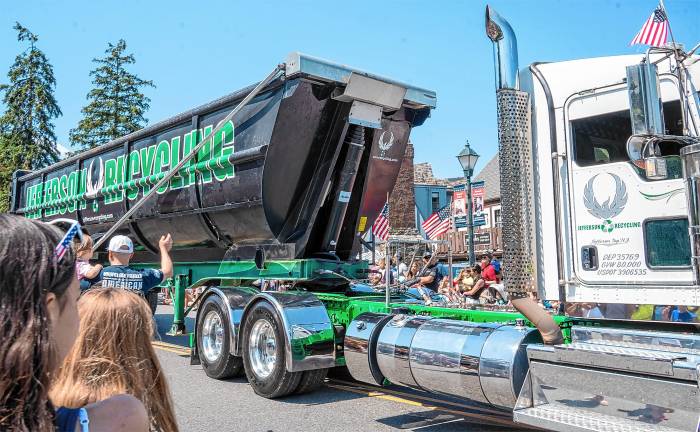Sparta. Fourth of July events A Jefferson Recycling truck.