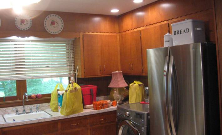 With McGivney&#x2019;s problem eyesight, bright , new kitchen lighting is a benefit.