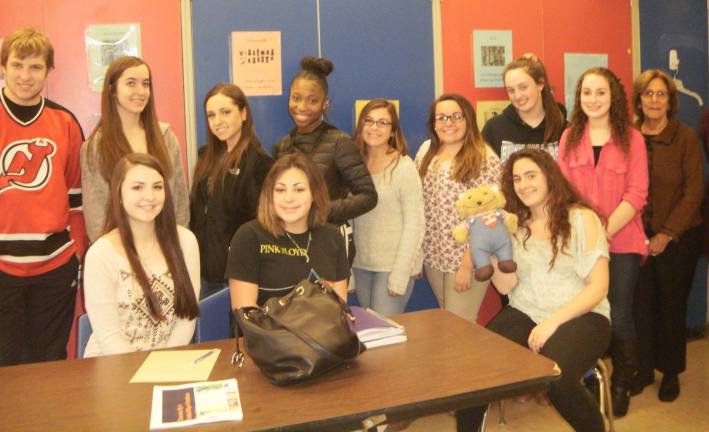 Vernon high school students prepare for Pre-K Back row, from left, Andrew Goobic, Shannon Scully, Gabby Alesso, Zhani Wooten, Sydney Thomas, Marissa Munafo, Megan McCann, and Breanna Walker. Seated, Genai Mangone, Nicole Mitchell and Briana Palmer.