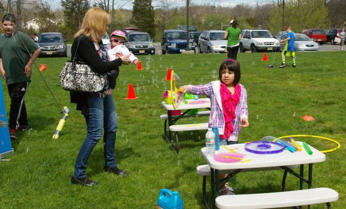 Handmade bubbles and a bubble machine were popular.