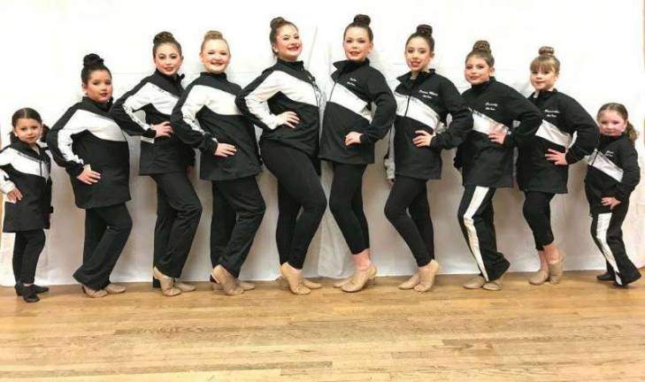 Members of the 2017 Pizzazz! Dance Academy Elite Competition team members are, from left: Haydee Orr, Stephanie Long, Emily Baker, Katie Molini, Isabella Ferreri, Talia Greenwood, Devan Meggiolaro, Cassidy Baker, Samantha Barnable, Grace Lamattina.