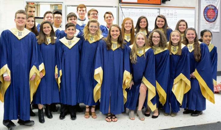 Inductees are, front row, (l to r): Christopher Hainzl, Melissa Wilson, Colin Ziabakhsh, Becka Terzakis, Stephanie DeMattheis, Olivia Amorosi, Kendall VanVugt, Jaclyn Lehman, Amanda Cueman and Donna-Nicole Zaiens. Back row (l to r): Jaime Vitale, David Rusnak, Ryan Coulther, Brandon Lee, Benjamin Dupont, Jacob Buurman, Samuel Dupont, Cole Benkendorf, Larissa Trongone, Olivia Vizzini, Shelby Ebbighausen and Aubrey Gardner. Not pictured are Vasilisa Pallis and Jason Coppola.