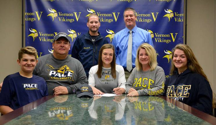 Katie Smaldone signs her National letter of intent to play lacrosse at Pace University.