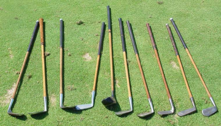 Ballyowen hosts Macallan Scotch tournament Antique hickory golf clubs used by golfers in the Macallan Hickory and Scotch Tournament on the par 3 4th hole.