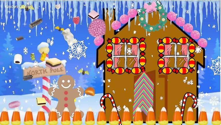 Virtual gingerbread house decorated by sixth-grader Kaidyn G.