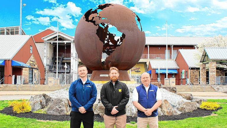 SCCC teams to play at Skylands Stadium <b>From left are Cory Homer, interim president of Sussex County Community College; Skylands general manager Vincent Sangemino; and SCCC athletic director Todd Poltersdorf. (Photo provided)</b>